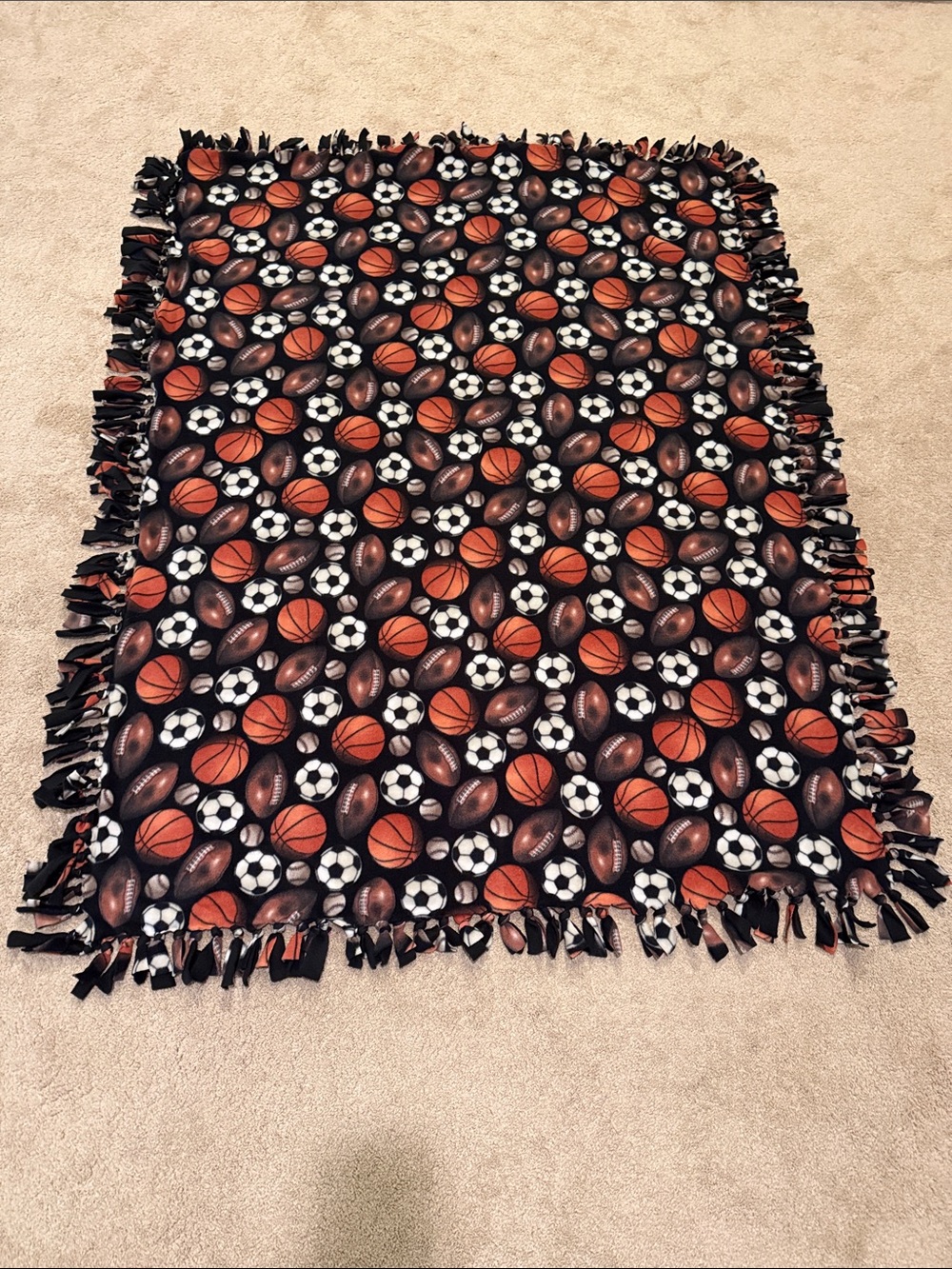 All-Star Sports Print Fleece Throw - Black & Orange. Blanket. Playmat.Never used